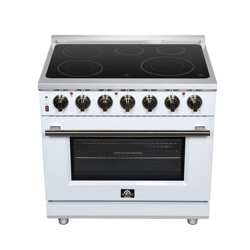 Forno Massimo 36-Inch 5.36 cu. ft. Electric Range, 5 Radiant Elements, Convection Oven, Air Fryer - Black or White (FFSEL6020-36BLK)