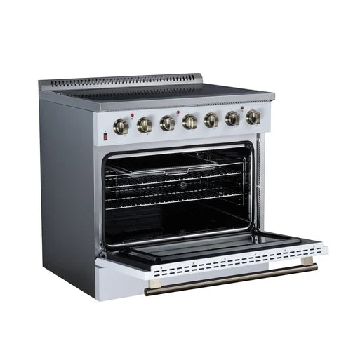 Forno 36" Inch 5.36 cu. ft. Freestanding  Electric Range, 5 Radiant Elements, Convection Oven, Air Fryer | Stainless Steel, Black, White (FFSEL6083-36)
