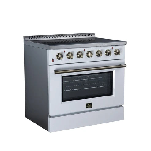 Forno 36" Inch 5.36 cu. ft. Freestanding  Electric Range, 5 Radiant Elements, Convection Oven, Air Fryer | Stainless Steel, Black, White (FFSEL6083-36)