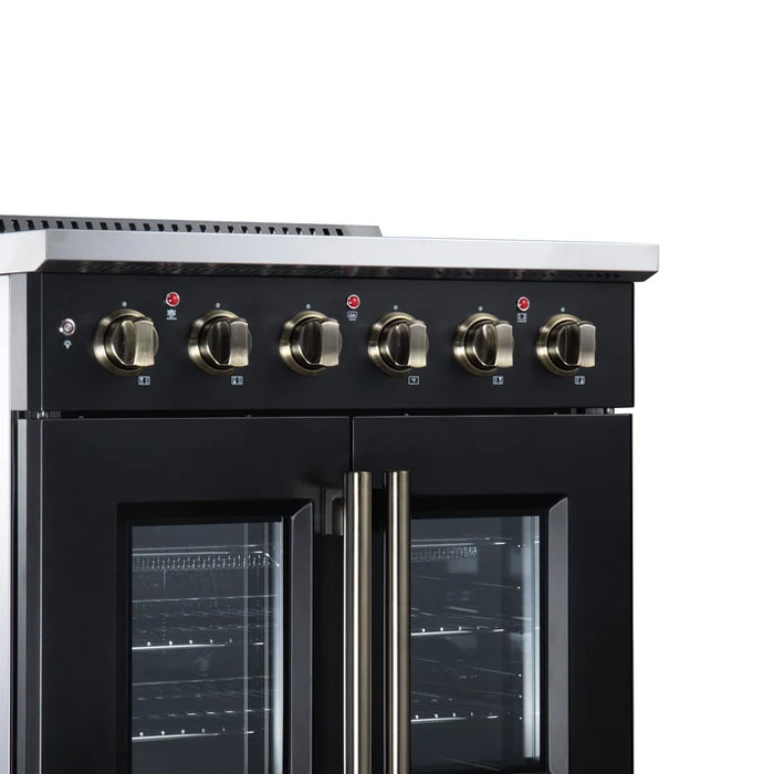 Forno Galiano 30-Inch 4.32 cu. ft. Electric Range, 4 Radiant Elements, French Door, Convection Oven, Air Fryer - Black or White (FFSEL6917-30BLK)
