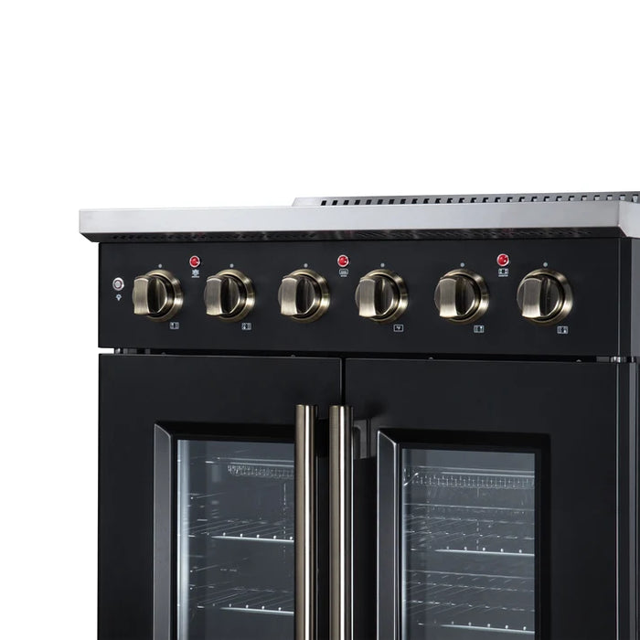 Forno Galiano 30-Inch 4.32 cu. ft. Electric Range, 4 Radiant Elements, French Door, Convection Oven, Air Fryer - Black or White (FFSEL6917-30BLK)