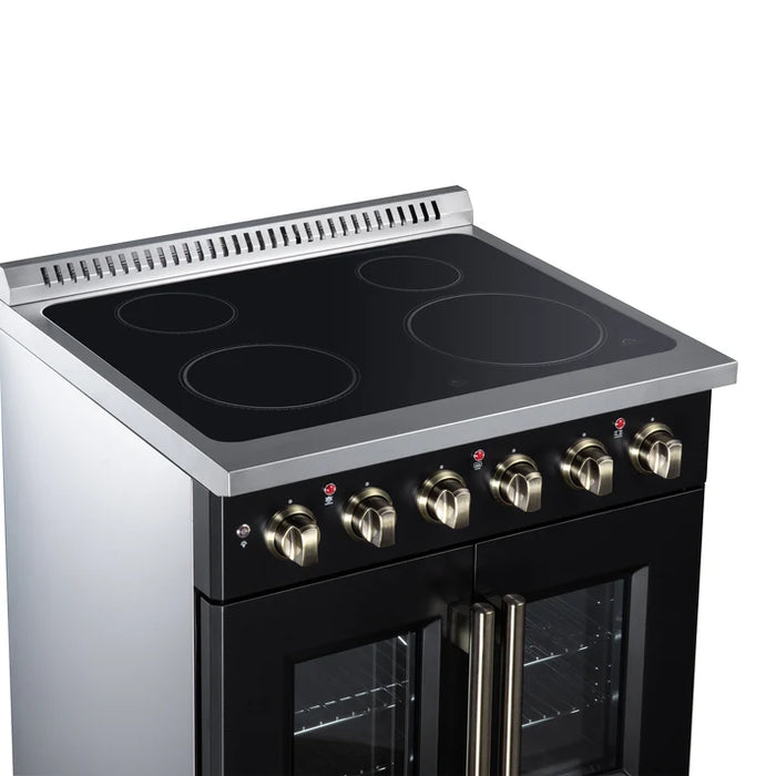 Forno Galiano 30-Inch 4.32 cu. ft. Electric Range, 4 Radiant Elements, French Door, Convection Oven, Air Fryer - Black or White (FFSEL6917-30BLK)