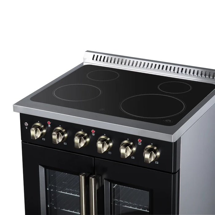 Forno Galiano 30-Inch 4.32 cu. ft. Electric Range, 4 Radiant Elements, French Door, Convection Oven, Air Fryer - Black or White (FFSEL6917-30BLK)