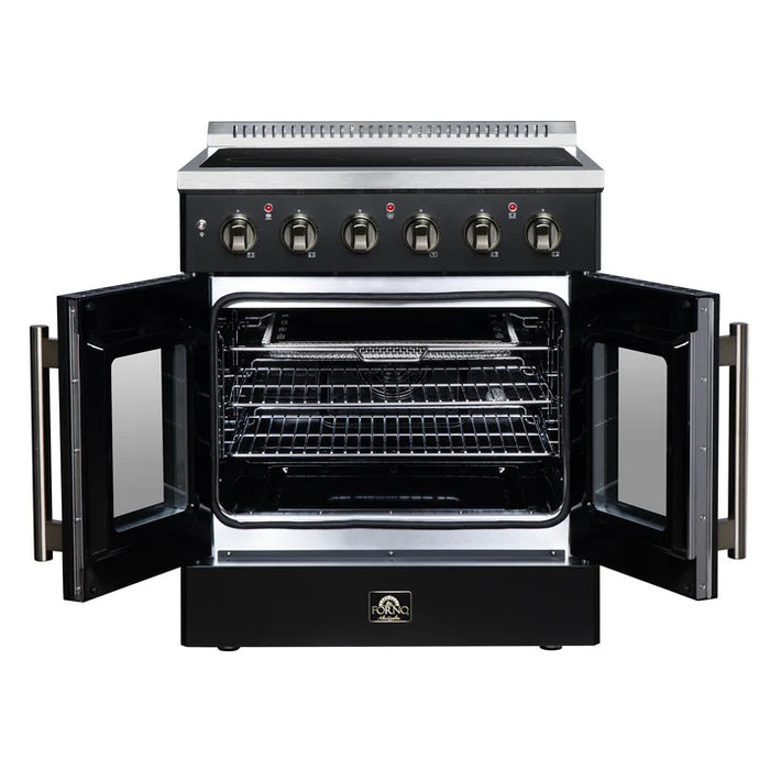 Forno Galiano 30-Inch 4.32 cu. ft. Electric Range, 4 Radiant Elements, French Door, Convection Oven, Air Fryer - Black or White (FFSEL6917-30BLK)