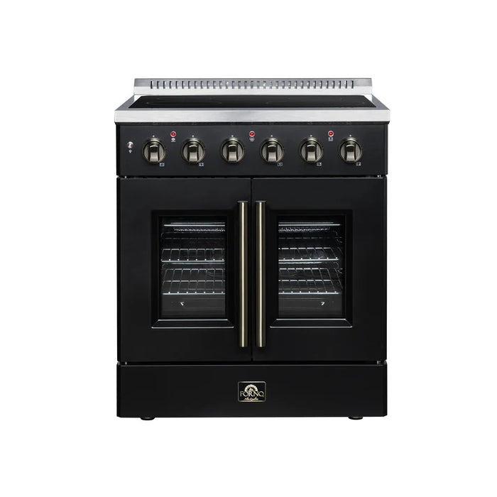 Forno Galiano 30-Inch 4.32 cu. ft. Electric Range, 4 Radiant Elements, French Door, Convection Oven, Air Fryer - Black or White (FFSEL6917-30BLK)