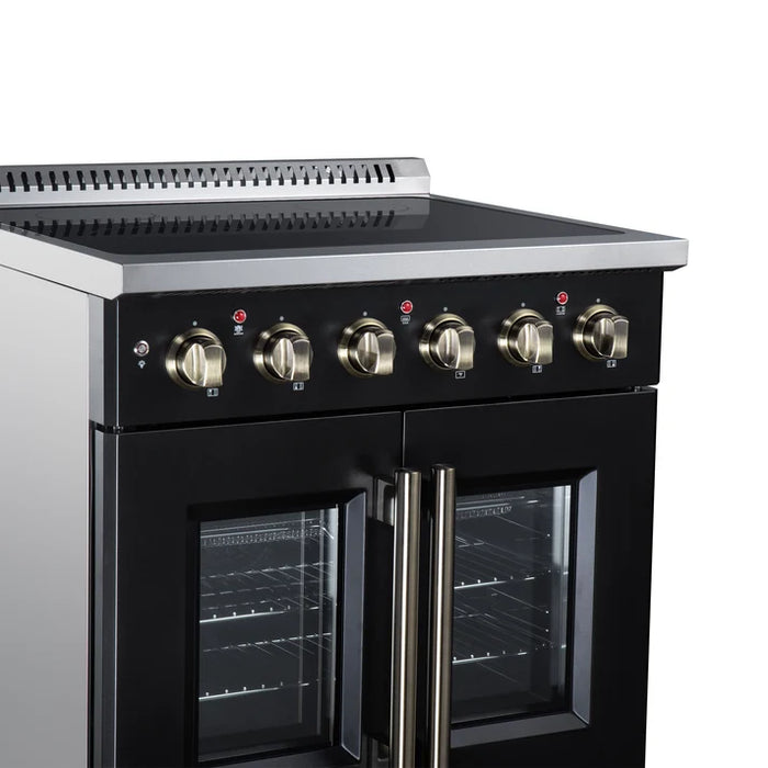 Forno Galiano 30-Inch 4.32 cu. ft. Electric Range, 4 Radiant Elements, French Door, Convection Oven, Air Fryer - Black or White (FFSEL6917-30BLK)