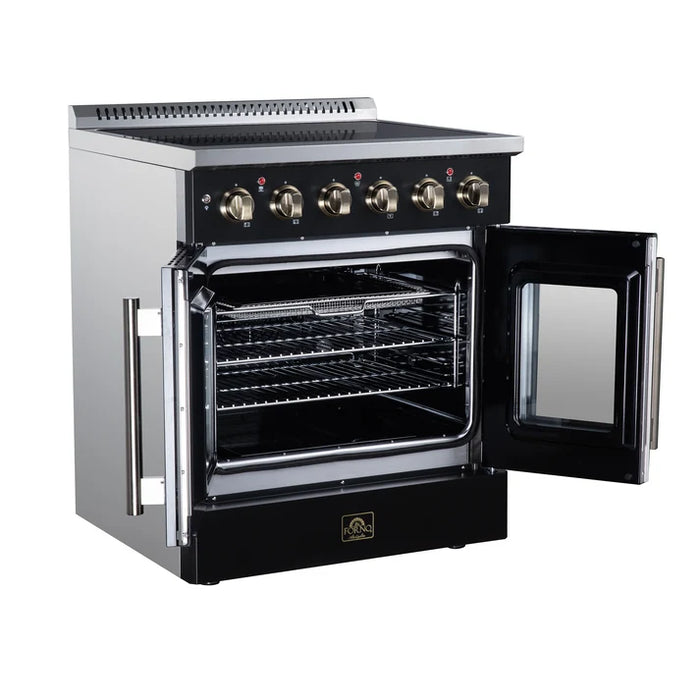 Forno Galiano 30-Inch 4.32 cu. ft. Electric Range, 4 Radiant Elements, French Door, Convection Oven, Air Fryer - Black or White (FFSEL6917-30BLK)