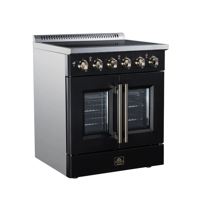 Forno Galiano 30-Inch 4.32 cu. ft. Electric Range, 4 Radiant Elements, French Door, Convection Oven, Air Fryer - Black or White (FFSEL6917-30BLK)