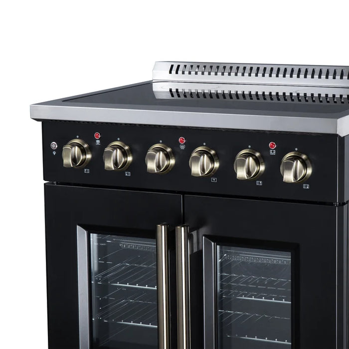 Forno Galiano 30-Inch 4.32 cu. ft. Electric Range, 4 Radiant Elements, French Door, Convection Oven, Air Fryer - Black or White (FFSEL6917-30BLK)