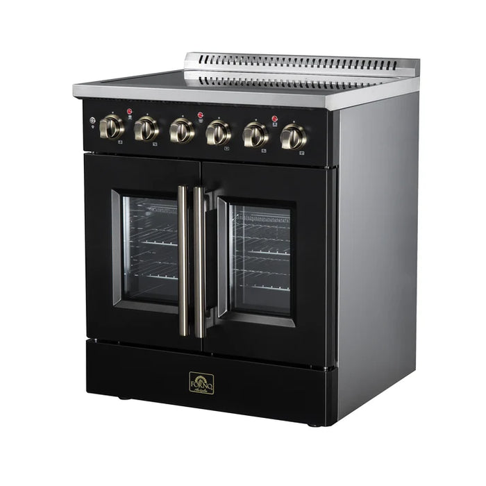 Forno Galiano 30-Inch 4.32 cu. ft. Electric Range, 4 Radiant Elements, French Door, Convection Oven, Air Fryer - Black or White (FFSEL6917-30BLK)