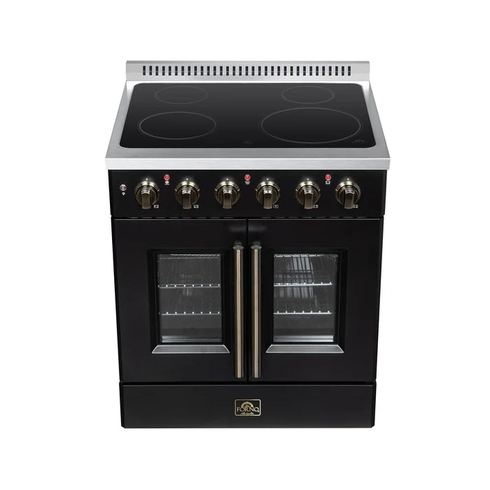 Forno Galiano 30-Inch 4.32 cu. ft. Electric Range, 4 Radiant Elements, French Door, Convection Oven, Air Fryer - Black or White (FFSEL6917-30BLK)