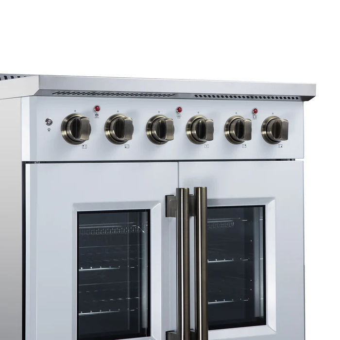 Forno Galiano 30-Inch 4.32 cu. ft. Electric Range, 4 Radiant Elements, French Door, Convection Oven, Air Fryer - Black or White (FFSEL6917-30BLK)