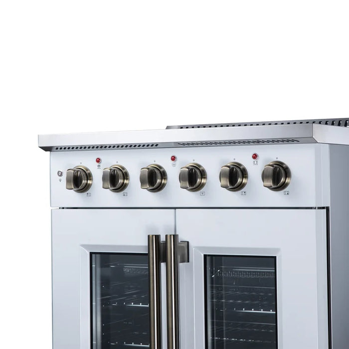 Forno Galiano 30-Inch 4.32 cu. ft. Electric Range, 4 Radiant Elements, French Door, Convection Oven, Air Fryer - Black or White (FFSEL6917-30BLK)