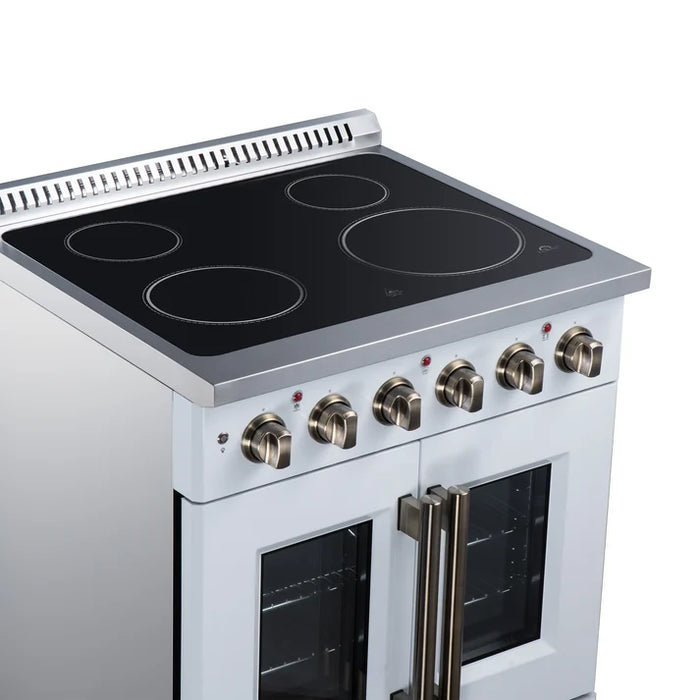Forno Galiano 30-Inch 4.32 cu. ft. Electric Range, 4 Radiant Elements, French Door, Convection Oven, Air Fryer - Black or White (FFSEL6917-30BLK)
