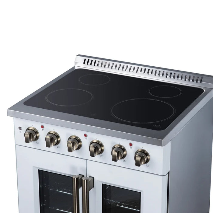 Forno Galiano 30-Inch 4.32 cu. ft. Electric Range, 4 Radiant Elements, French Door, Convection Oven, Air Fryer - Black or White (FFSEL6917-30BLK)