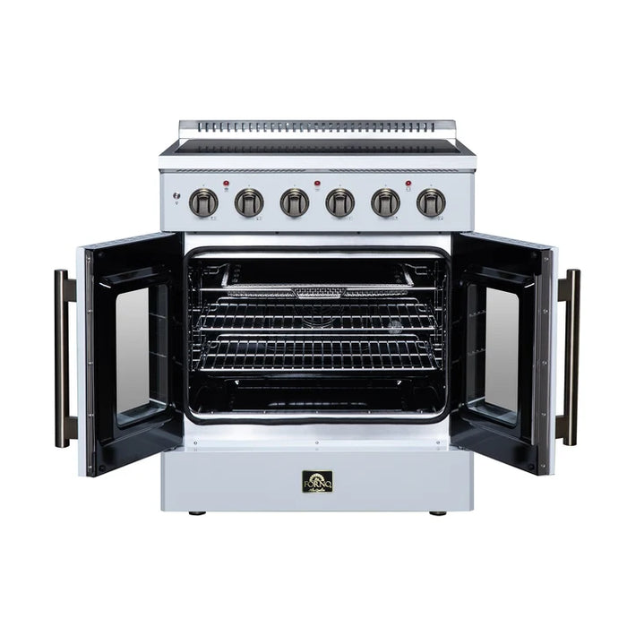 Forno Galiano 30-Inch 4.32 cu. ft. Electric Range, 4 Radiant Elements, French Door, Convection Oven, Air Fryer - Black or White (FFSEL6917-30BLK)