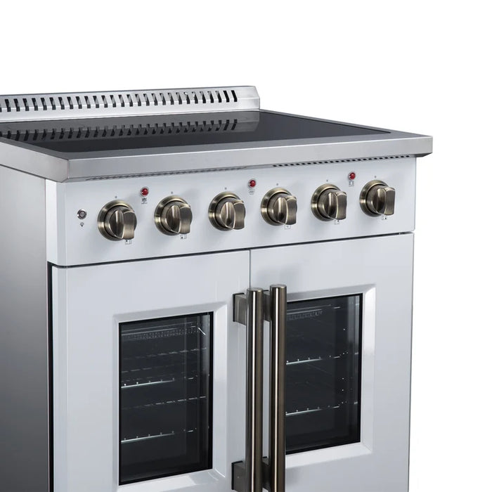 Forno Galiano 30-Inch 4.32 cu. ft. Electric Range, 4 Radiant Elements, French Door, Convection Oven, Air Fryer - Black or White (FFSEL6917-30BLK)