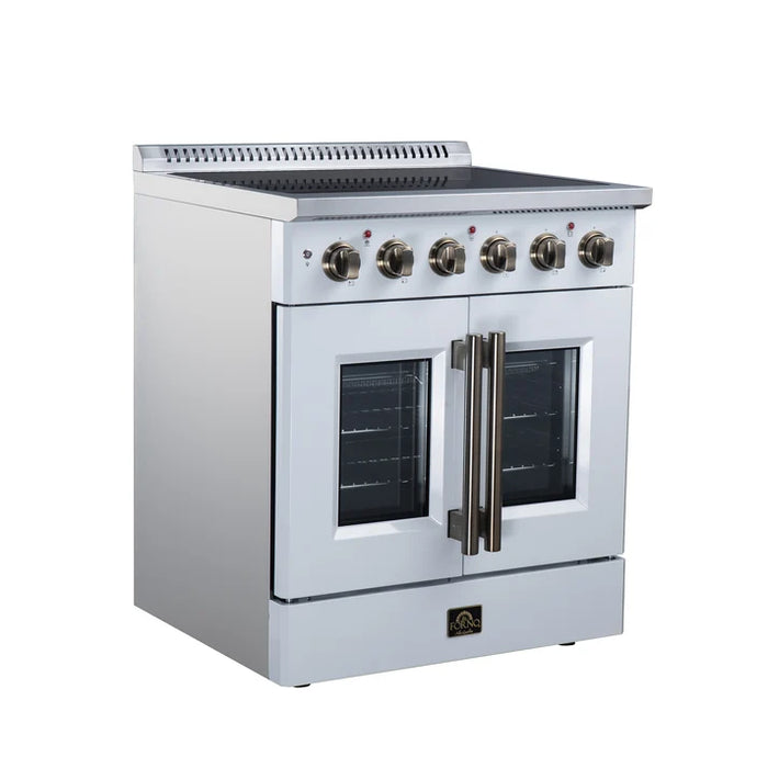 Forno Galiano 30-Inch 4.32 cu. ft. Electric Range, 4 Radiant Elements, French Door, Convection Oven, Air Fryer - Black or White (FFSEL6917-30BLK)