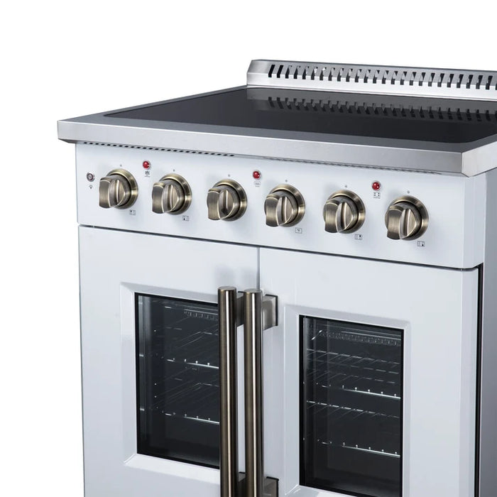 Forno Galiano 30-Inch 4.32 cu. ft. Electric Range, 4 Radiant Elements, French Door, Convection Oven, Air Fryer - Black or White (FFSEL6917-30BLK)