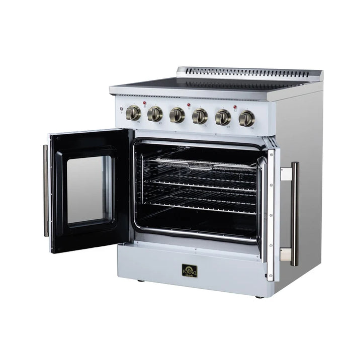Forno Galiano 30-Inch 4.32 cu. ft. Electric Range, 4 Radiant Elements, French Door, Convection Oven, Air Fryer - Black or White (FFSEL6917-30BLK)