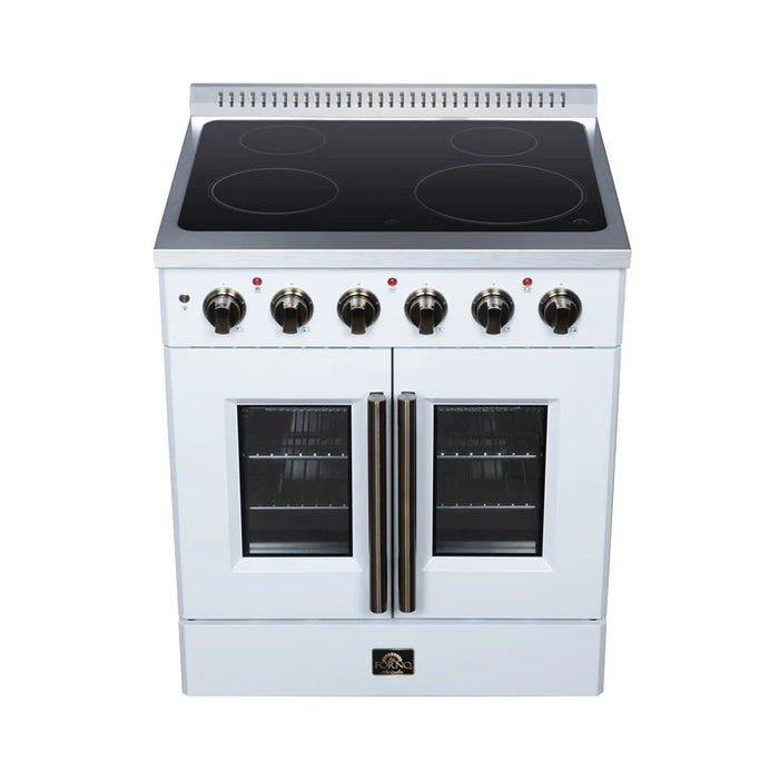 Forno Galiano 30-Inch 4.32 cu. ft. Electric Range, 4 Radiant Elements, French Door, Convection Oven, Air Fryer - Black or White (FFSEL6917-30BLK)