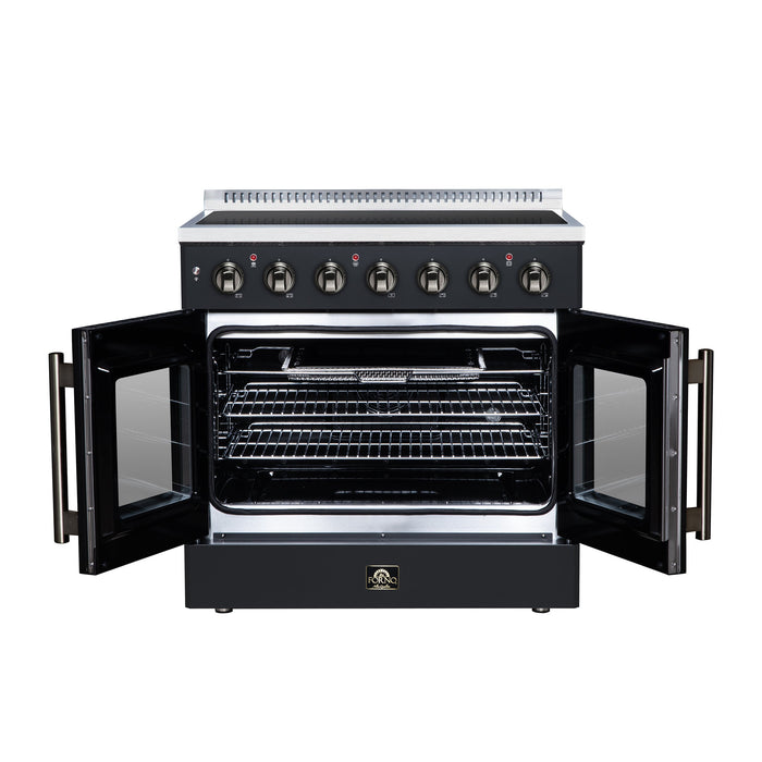 Forno Galiano 36-Inch 5.36 cu. ft. Electric Range, 5 Radiant Elements, French Door, Convection Oven, Air Fryer - Black or White (FFSEL6917-36BLK)