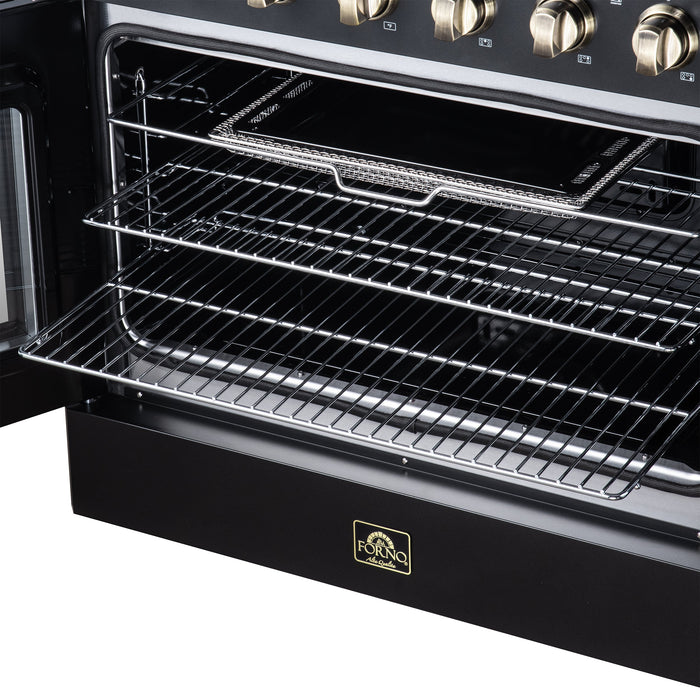 Forno Galiano 36-Inch 5.36 cu. ft. Electric Range, 5 Radiant Elements, French Door, Convection Oven, Air Fryer - Black or White (FFSEL6917-36BLK)