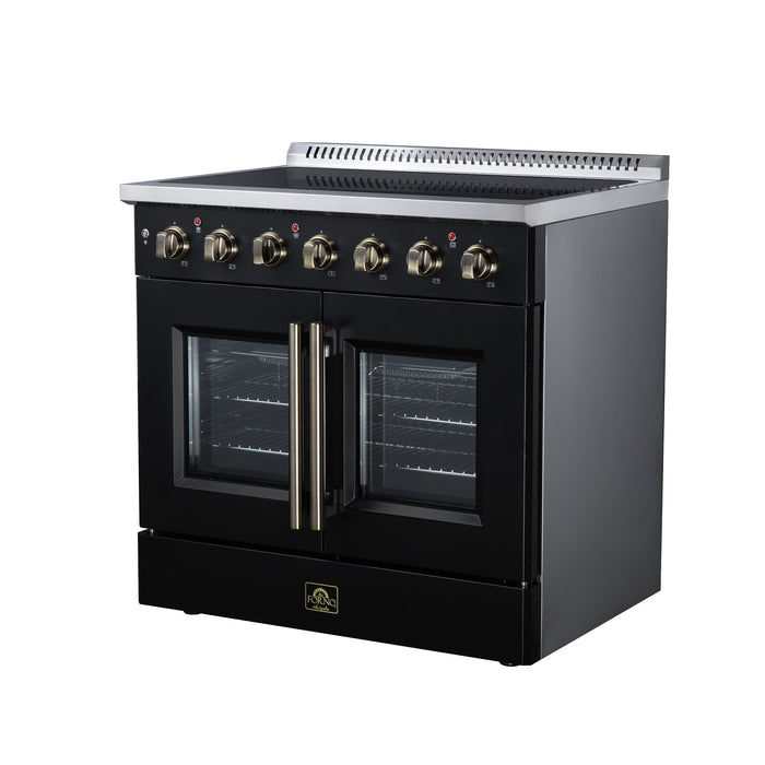 Forno Galiano 36-Inch 5.36 cu. ft. Electric Range, 5 Radiant Elements, French Door, Convection Oven, Air Fryer - Black or White (FFSEL6917-36BLK)