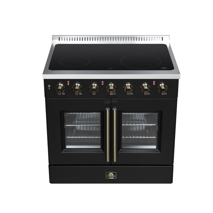 Forno Galiano 36-Inch 5.36 cu. ft. Electric Range, 5 Radiant Elements, French Door, Convection Oven, Air Fryer - Black or White (FFSEL6917-36BLK)