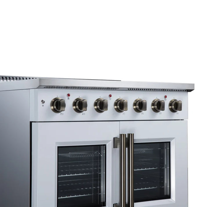 Forno Galiano 36-Inch 5.36 cu. ft. Electric Range, 5 Radiant Elements, French Door, Convection Oven, Air Fryer - Black or White (FFSEL6917-36BLK)