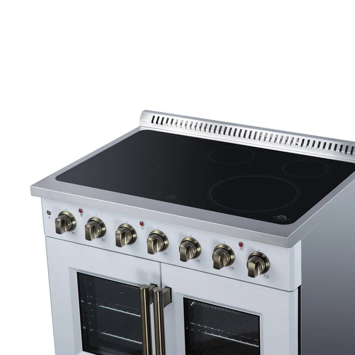 Forno Galiano 36-Inch 5.36 cu. ft. Electric Range, 5 Radiant Elements, French Door, Convection Oven, Air Fryer - Black or White (FFSEL6917-36BLK)