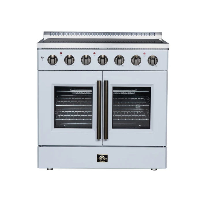 Forno Galiano 36-Inch 5.36 cu. ft. Electric Range, 5 Radiant Elements, French Door, Convection Oven, Air Fryer - Black or White (FFSEL6917-36BLK)