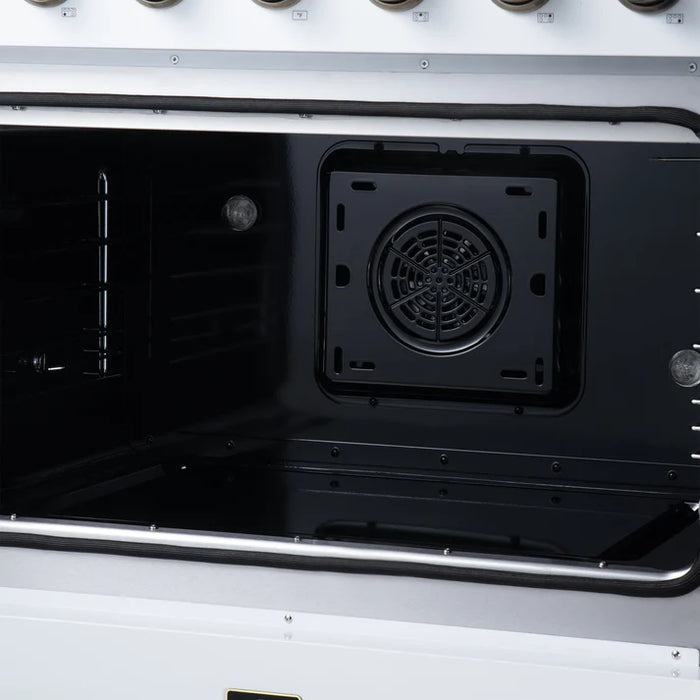 Forno Galiano 36-Inch 5.36 cu. ft. Electric Range, 5 Radiant Elements, French Door, Convection Oven, Air Fryer - Black or White (FFSEL6917-36BLK)