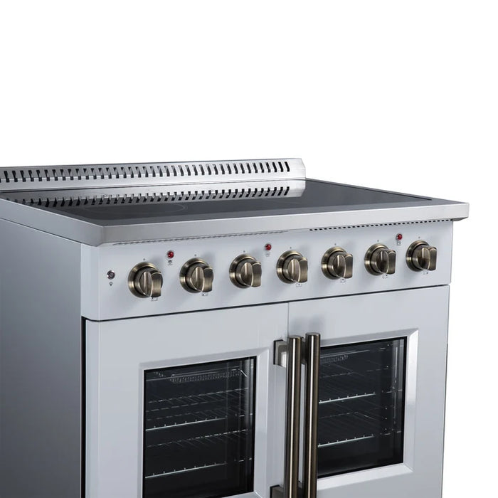 Forno Galiano 36-Inch 5.36 cu. ft. Electric Range, 5 Radiant Elements, French Door, Convection Oven, Air Fryer - Black or White (FFSEL6917-36BLK)