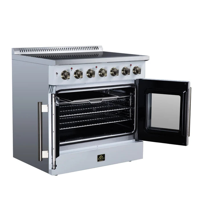 Forno Galiano 36-Inch 5.36 cu. ft. Electric Range, 5 Radiant Elements, French Door, Convection Oven, Air Fryer - Black or White (FFSEL6917-36BLK)