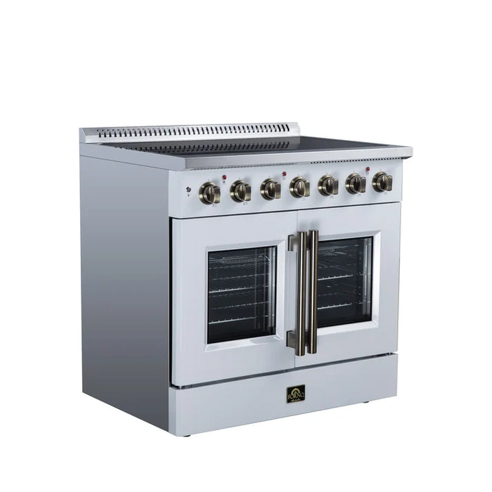 Forno Galiano 36-Inch 5.36 cu. ft. Electric Range, 5 Radiant Elements, French Door, Convection Oven, Air Fryer - Black or White (FFSEL6917-36BLK)