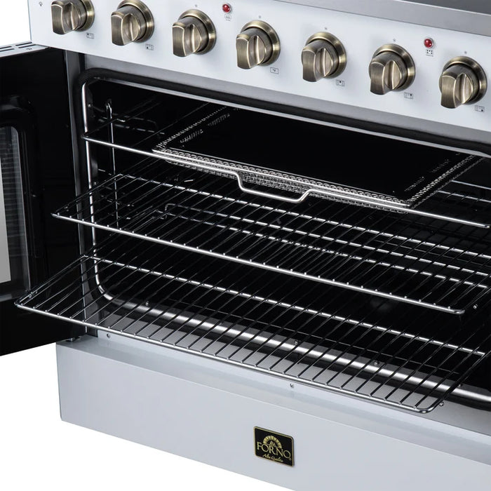 Forno Galiano 36-Inch 5.36 cu. ft. Electric Range, 5 Radiant Elements, French Door, Convection Oven, Air Fryer - Black or White (FFSEL6917-36BLK)