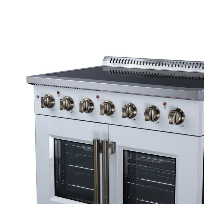 Forno Galiano 36-Inch 5.36 cu. ft. Electric Range, 5 Radiant Elements, French Door, Convection Oven, Air Fryer - Black or White (FFSEL6917-36BLK)