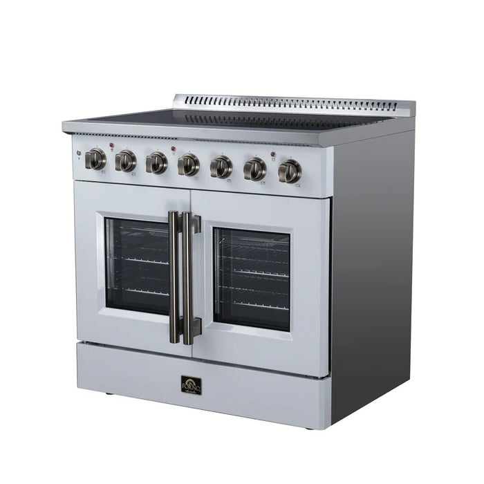 Forno Galiano 36-Inch 5.36 cu. ft. Electric Range, 5 Radiant Elements, French Door, Convection Oven, Air Fryer - Black or White (FFSEL6917-36BLK)