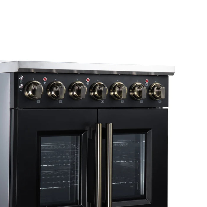 Forno Massimo 30-Inch 4.32 cu. ft. Electric Range, 5 Radiant Elements, French Door, Convection Oven, Air Fryer - Stainless Steel, Black or White (FFSEL6955-30)
