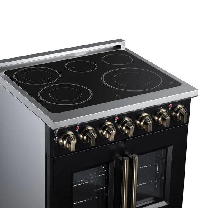 Forno Massimo 30-Inch 4.32 cu. ft. Electric Range, 5 Radiant Elements, French Door, Convection Oven, Air Fryer - Stainless Steel, Black or White (FFSEL6955-30)