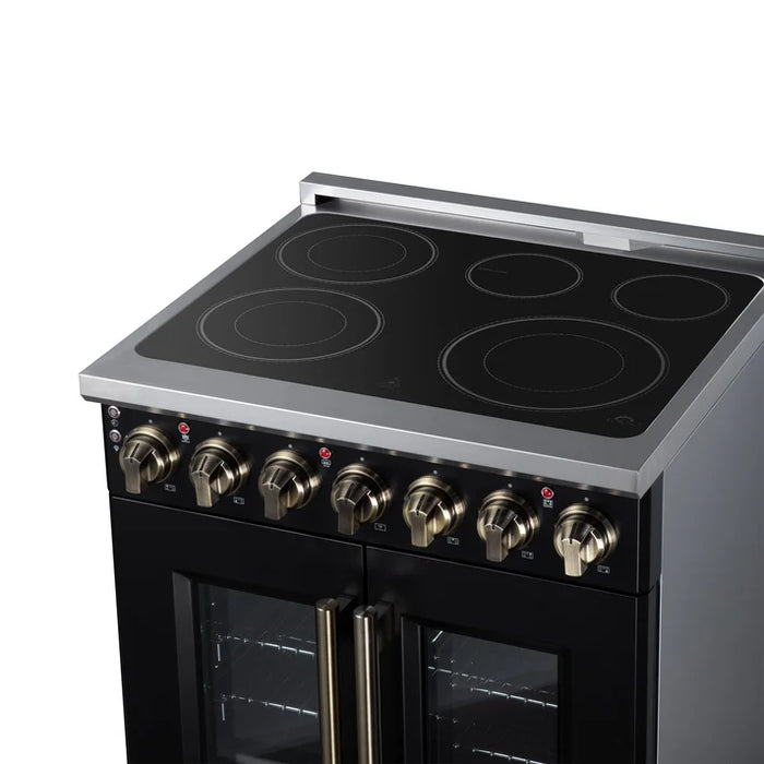 Forno Massimo 30-Inch 4.32 cu. ft. Electric Range, 5 Radiant Elements, French Door, Convection Oven, Air Fryer - Stainless Steel, Black or White (FFSEL6955-30)