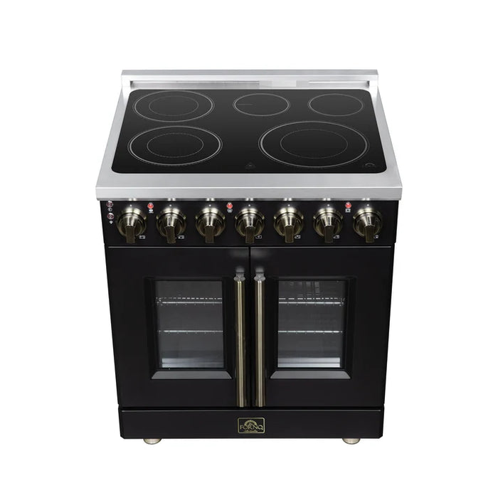 Forno Massimo 30-Inch 4.32 cu. ft. Electric Range, 5 Radiant Elements, French Door, Convection Oven, Air Fryer - Stainless Steel, Black or White (FFSEL6955-30)