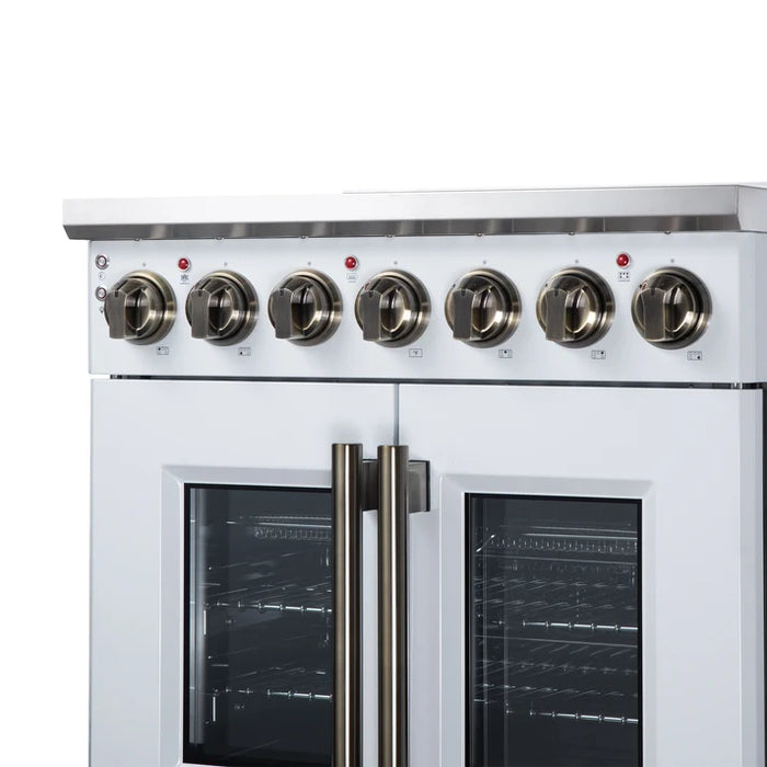 Forno Massimo 30-Inch 4.32 cu. ft. Electric Range, 5 Radiant Elements, French Door, Convection Oven, Air Fryer - Stainless Steel, Black or White (FFSEL6955-30)