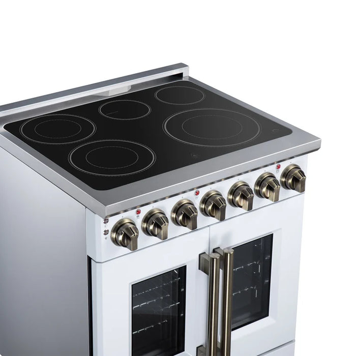 Forno Massimo 30-Inch 4.32 cu. ft. Electric Range, 5 Radiant Elements, French Door, Convection Oven, Air Fryer - Stainless Steel, Black or White (FFSEL6955-30)