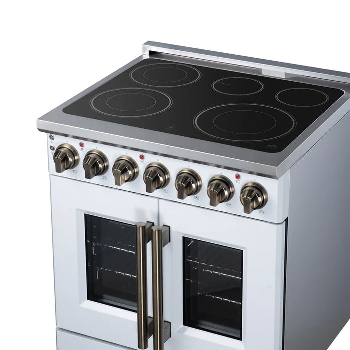 Forno Massimo 30-Inch 4.32 cu. ft. Electric Range, 5 Radiant Elements, French Door, Convection Oven, Air Fryer - Stainless Steel, Black or White (FFSEL6955-30)