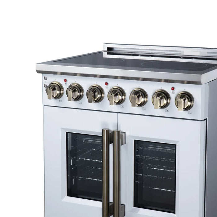 Forno Massimo 30-Inch 4.32 cu. ft. Electric Range, 5 Radiant Elements, French Door, Convection Oven, Air Fryer - Stainless Steel, Black or White (FFSEL6955-30)