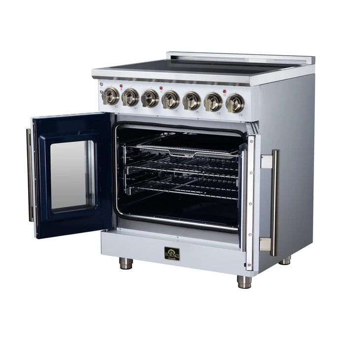 Forno Massimo 30-Inch 4.32 cu. ft. Electric Range, 5 Radiant Elements, French Door, Convection Oven, Air Fryer - Stainless Steel, Black or White (FFSEL6955-30)