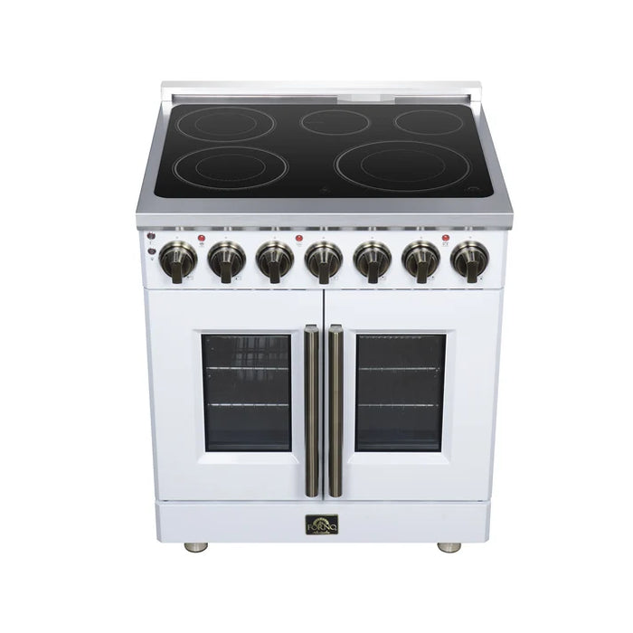 Forno Massimo 30-Inch 4.32 cu. ft. Electric Range, 5 Radiant Elements, French Door, Convection Oven, Air Fryer - Stainless Steel, Black or White (FFSEL6955-30)