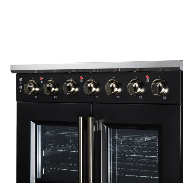 Forno Massimo 36-Inch 5.36 cu. ft. Electric Range, 5 Radiant Elements, French Door, Convection Oven, Air Fryer - Black or White (FFSEL6955-36BLK)